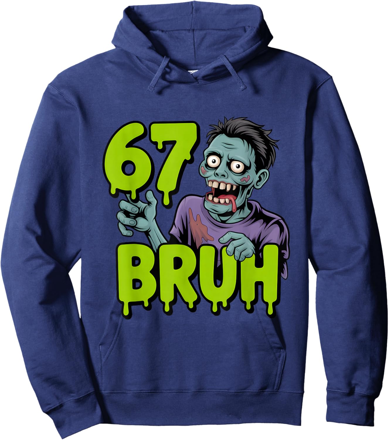 67 Halloween Bruh Zombie Meme Gen Alpha Slang Six Seven Hoodie - Hoodie | Navy