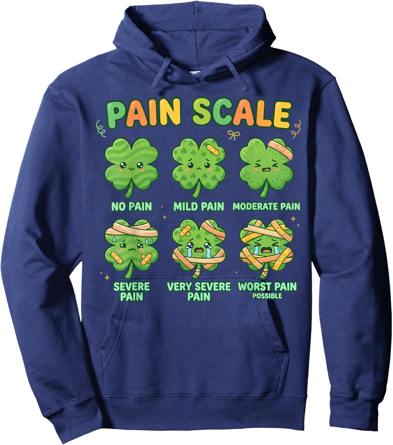 Pain Scale Shamrock Nurse St Patricks Day Pain Assessment Hoodie - Hoodie | Navy