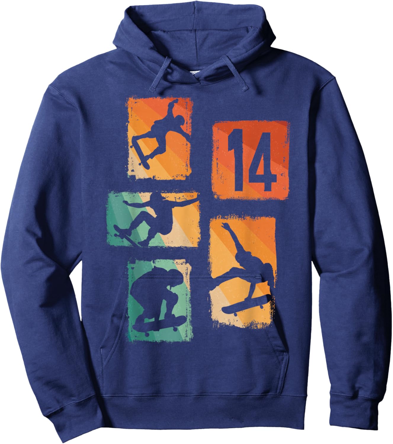 14th Birthday Skateboard Skateboarder Skater 14 Year Old Boy Hoodie - Hoodie | Navy