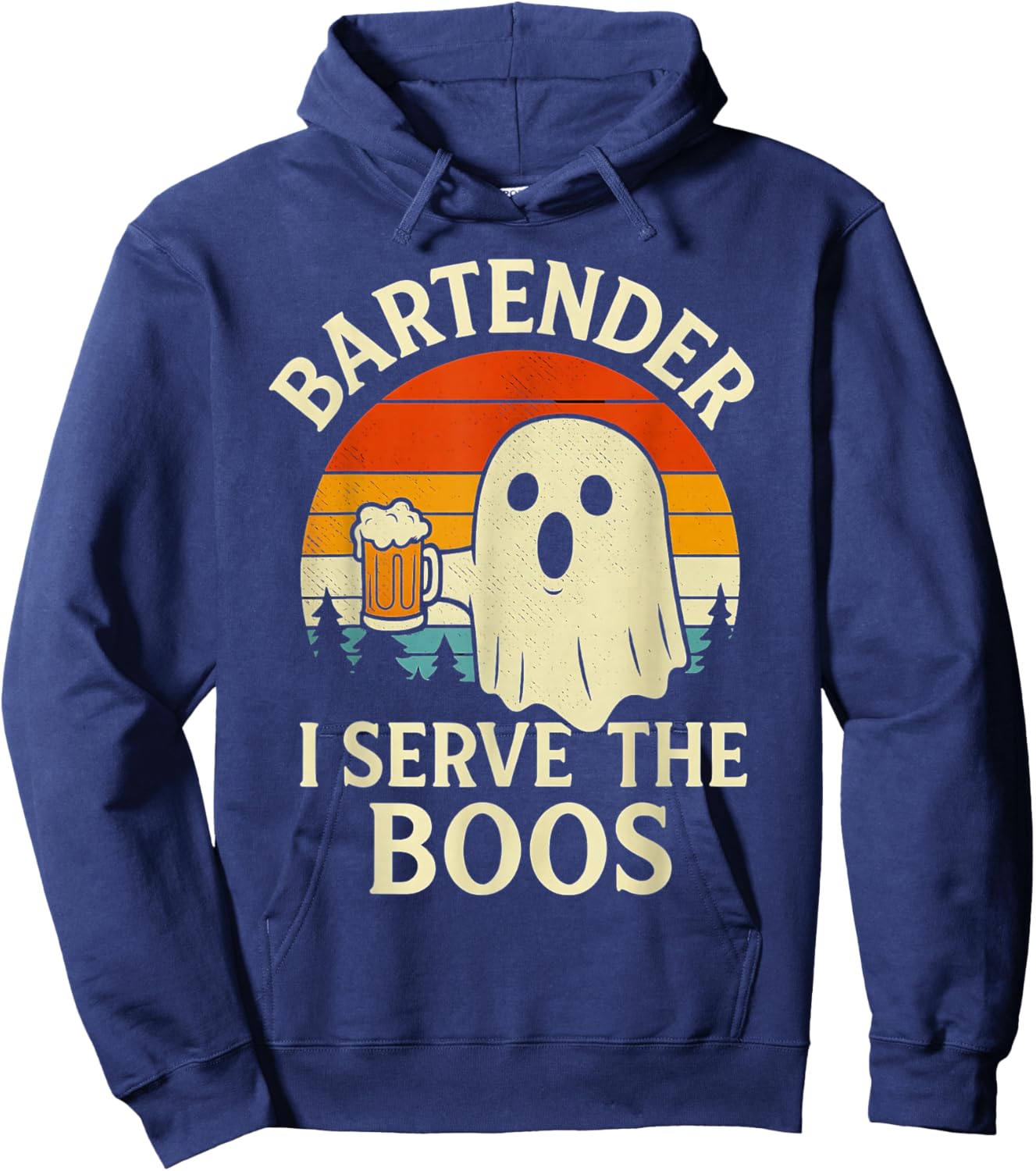 Halloween Bartender Ghost Serve Boos Funny Costume Men Women Hoodie - Hoodie | Navy