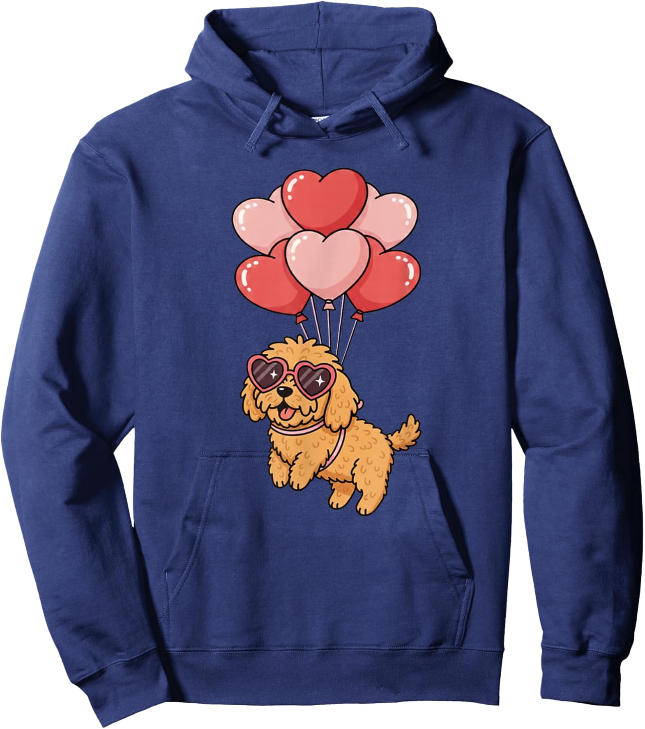 Funny Valentines Day Heart Balloons Goldendoodle Dog Lover Hoodie - Hoodie | Navy