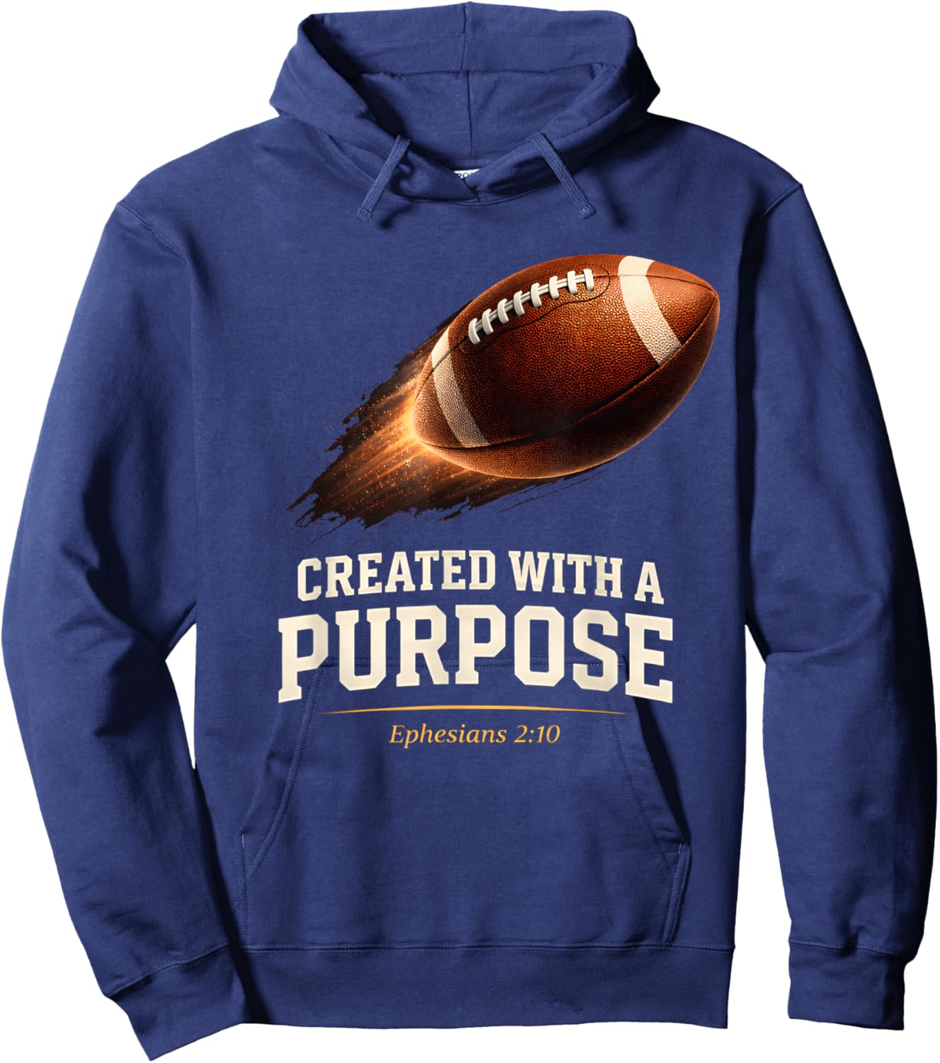 Christian Football Created with A Purpose Ephesians 2 10 Hoodie - Hoodie | Navy
