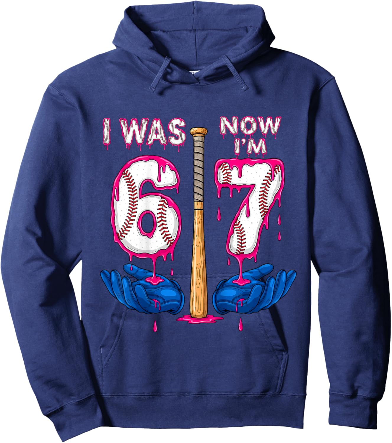 I was 6 Now I'm 7 Years Old Birthday Bday 67 Six Seven Meme Hoodie - Hoodie | Navy