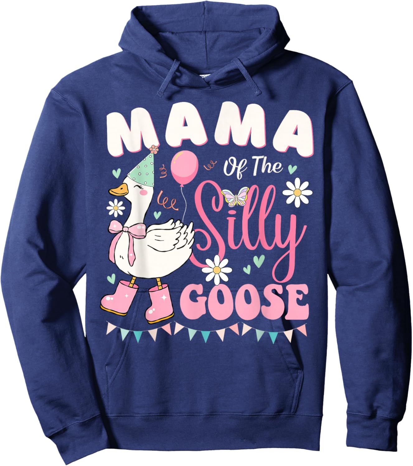 Mama of The Silly Goose Birthday Party Family Matching Hoodie - Hoodie | Navy