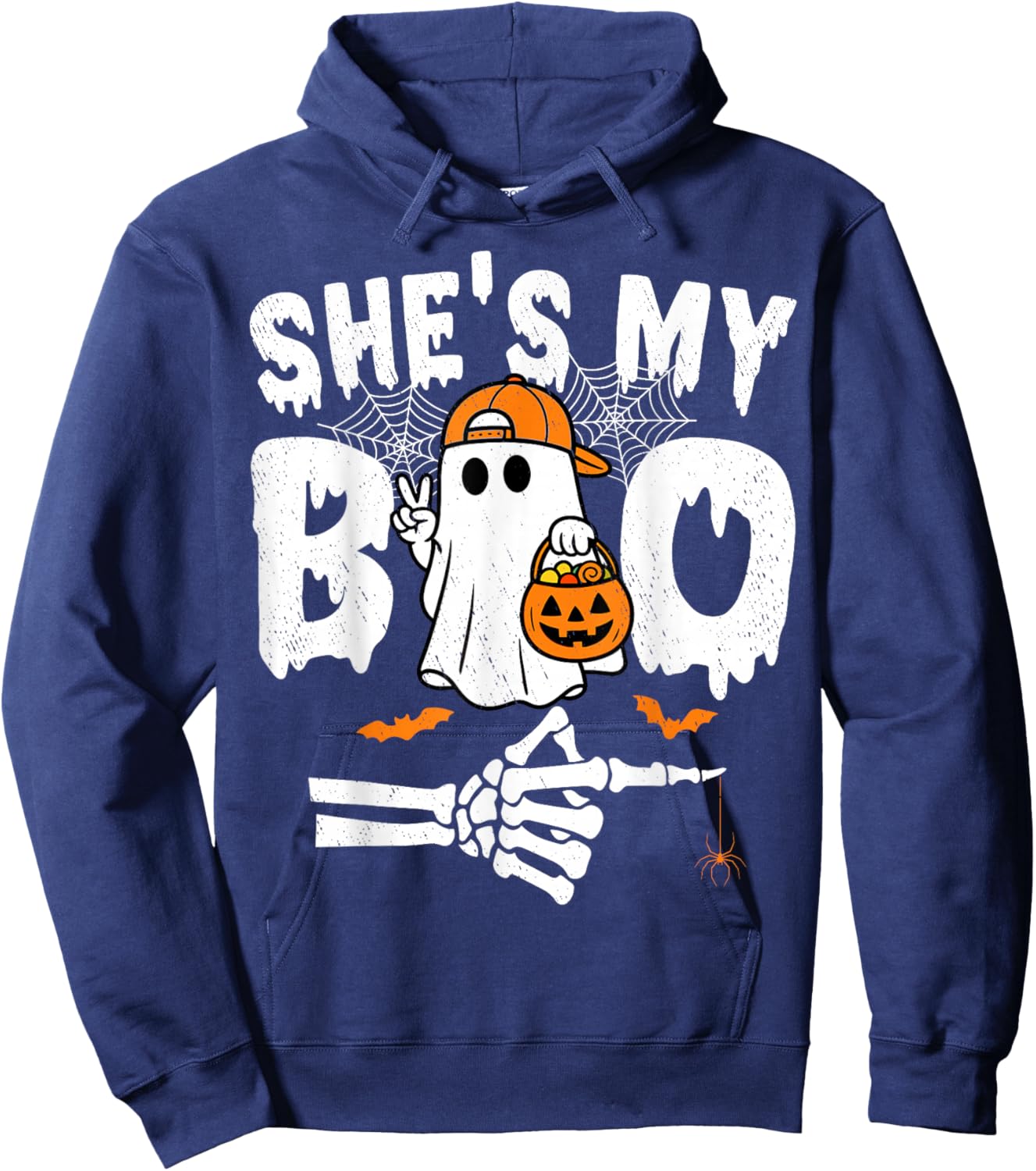 He's My Boo Matching Couple Halloween Couples She's My Boo Hoodie - Hoodie | Navy