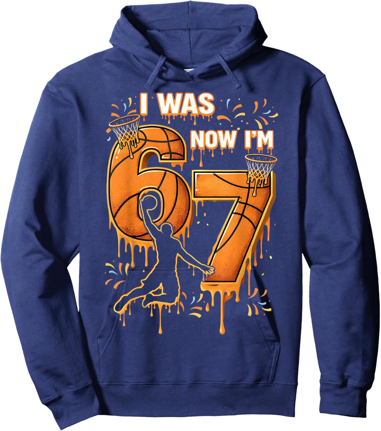 I was 6 Now I'm 7 Basketball Birthday Boy Gift Boys Kids Hoodie - Hoodie | Navy