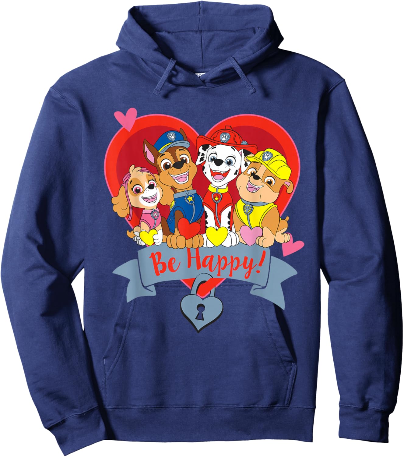 Paw Patrol Valentine's Day Be Happy Heart Group Hoodie - Hoodie | Navy