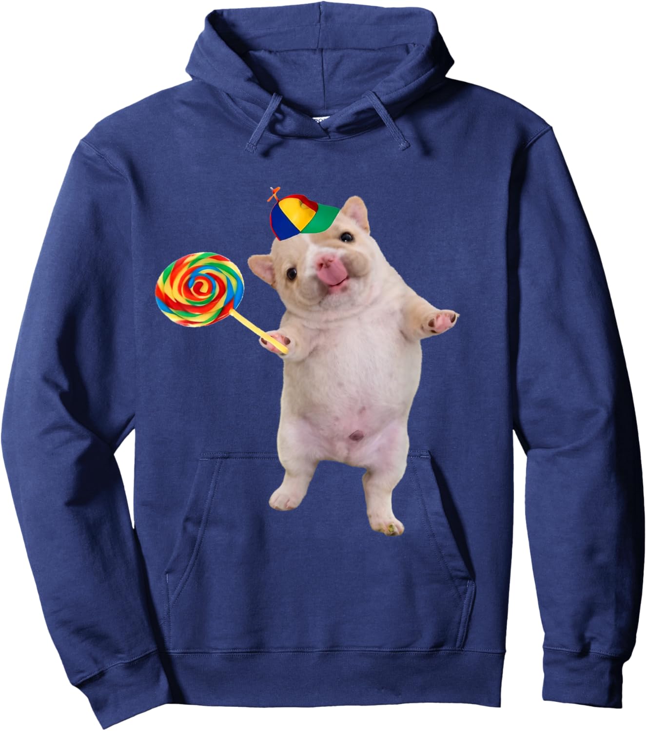 Silly Dog with Lollipop Meme Dog Lover Hoodie - Hoodie | Navy