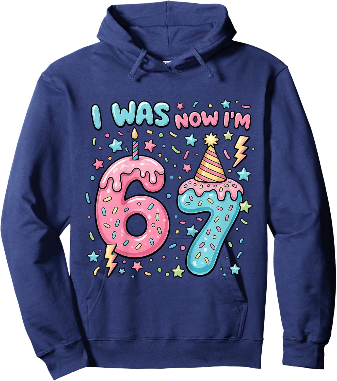I was 6 Now Im 7 Birthday Shirt Dripping Style 7th Birthday Hoodie - Hoodie | Navy