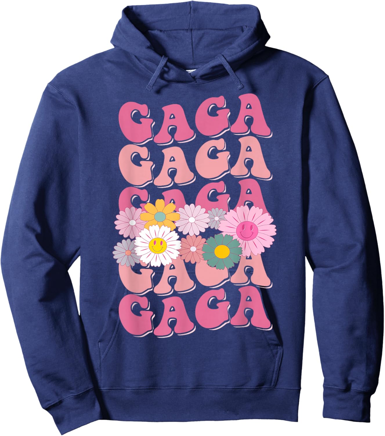 Girl Retro GAGA First Name Personalized Groovy 80's Hoodie - Hoodie | Navy
