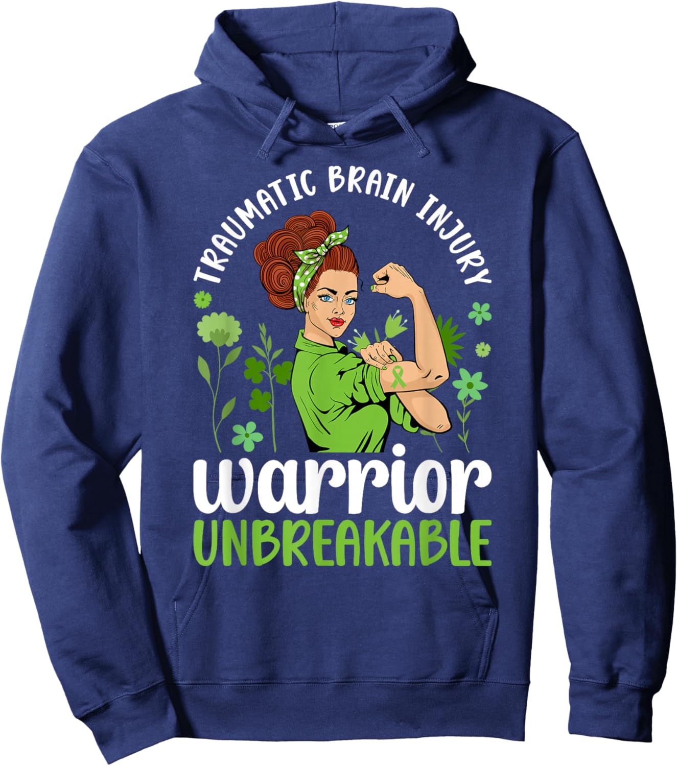 Traumatic Brain Injury Warrior Unbreakable TBI Awareness Hoodie - Hoodie | Navy