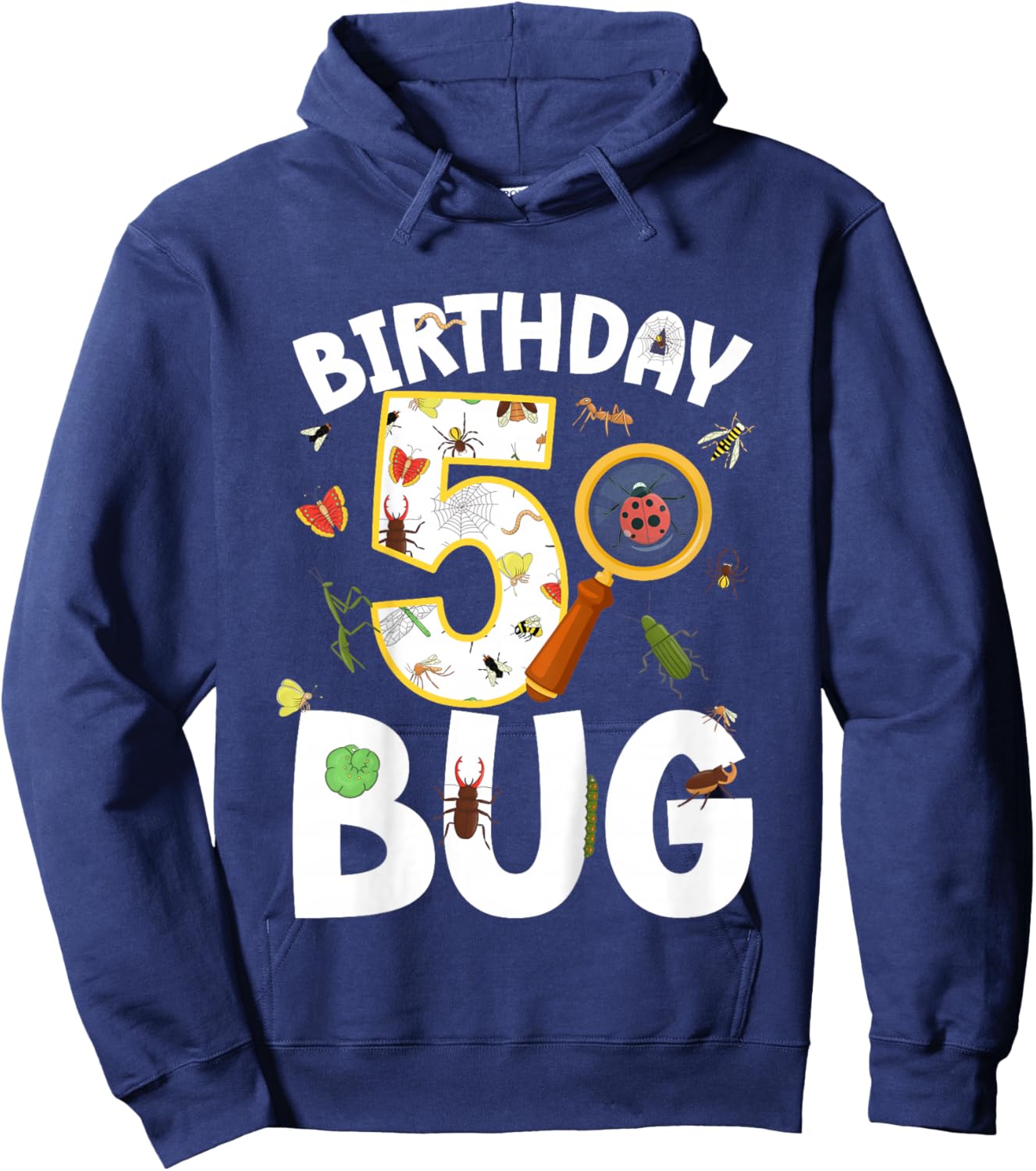 5th Bug Birthday Party 5 Year Old Bugs Birthday Hoodie - Hoodie | Navy