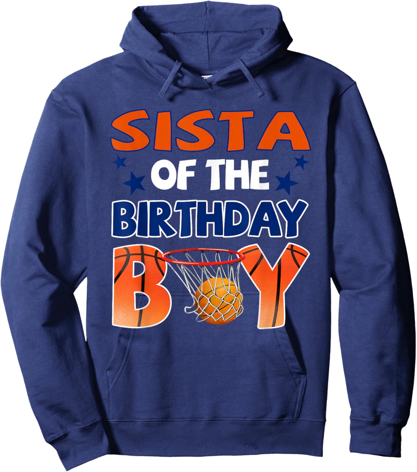 Basketball Sista of The Birthday Boy Family Matching Hoodie - Hoodie | Navy