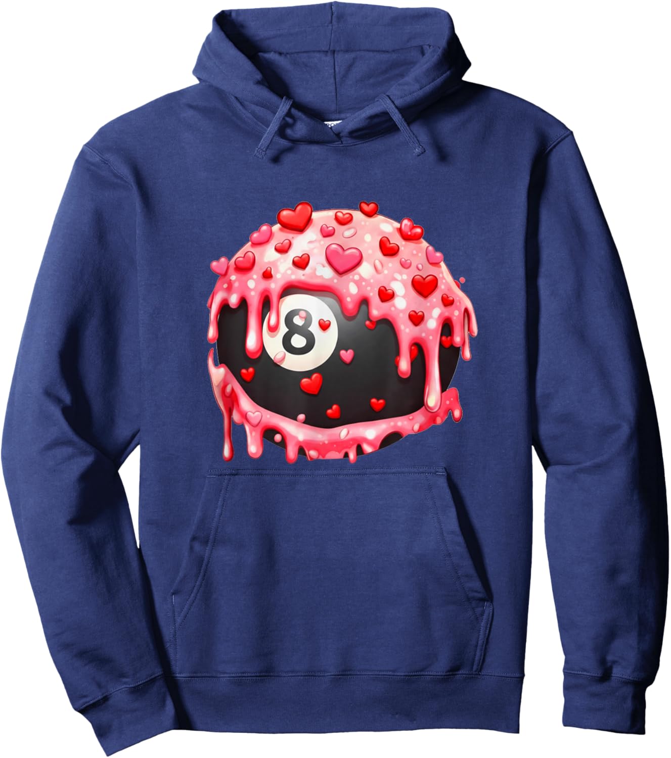 Billiards Valentines Day Ice Cream Drip Heart Boys Girls Hoodie - Hoodie | Navy