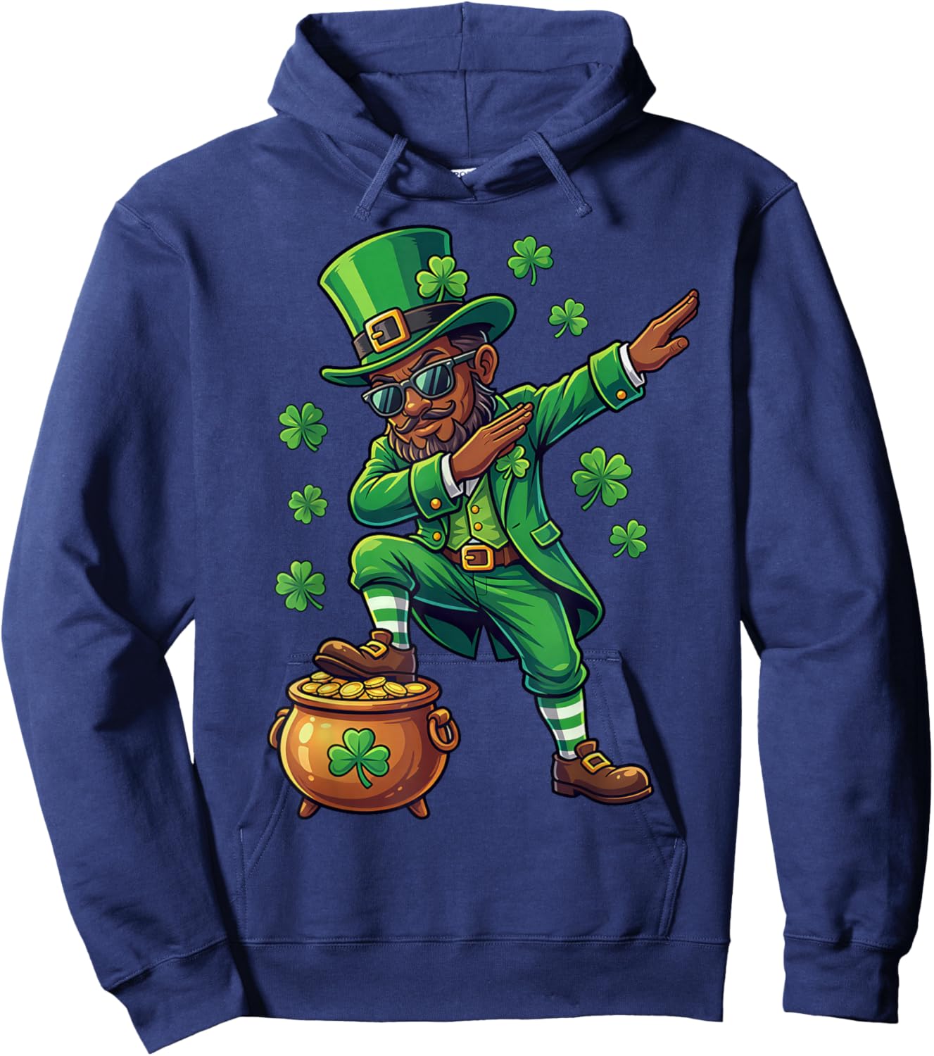 St Patricks Day Dabbing Leprechaun Boys Girls Men Dab Hoodie - Hoodie | Navy