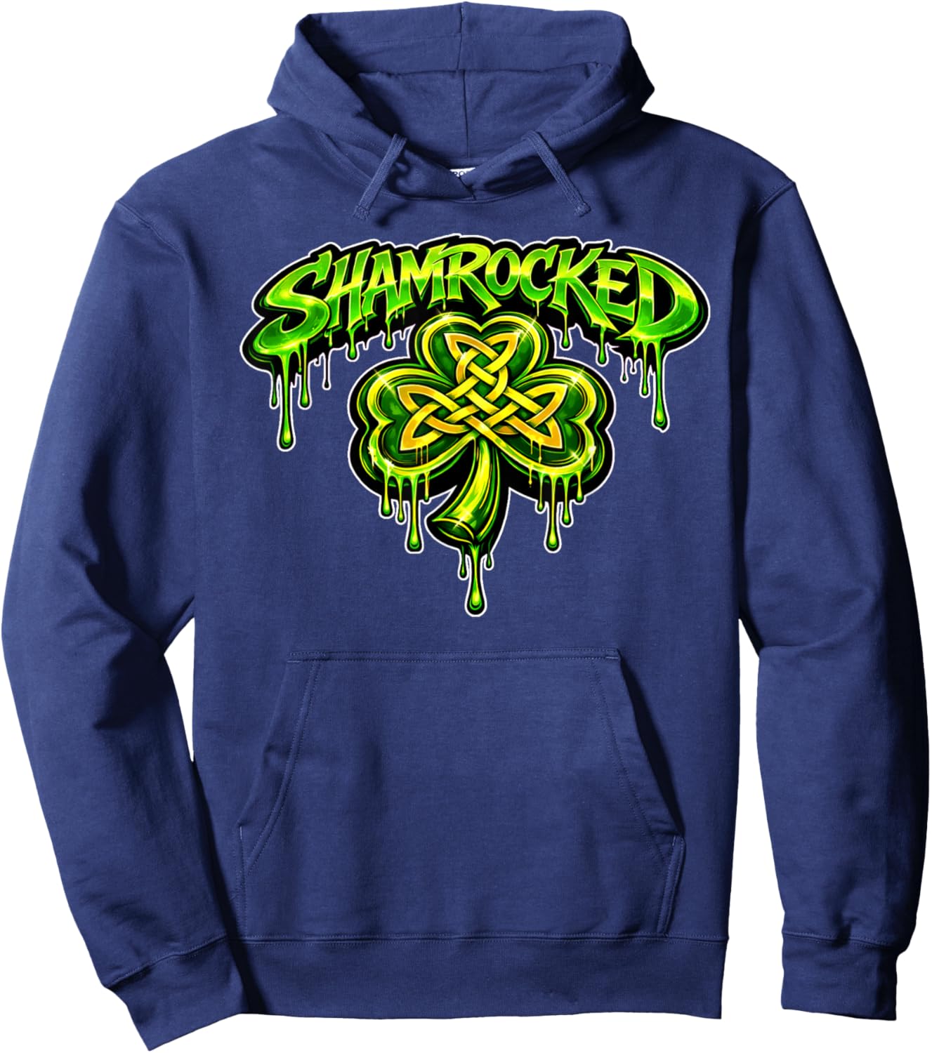 Shamrocked Irish Hockey St. Patrick's Day Design Celtic Hoodie - Hoodie | Navy