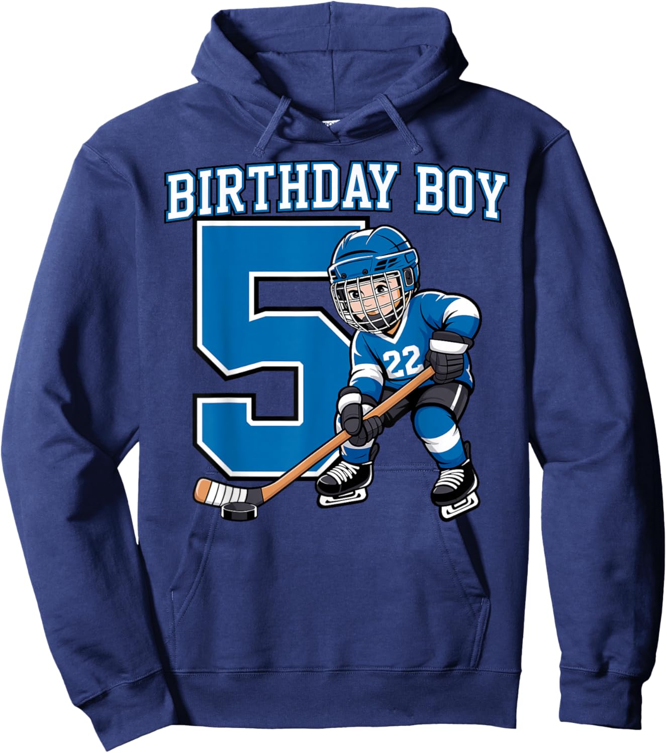 Ice Hockey 5 Years Birthday Boy 5th Bday Kids Hockey Party Hoodie - Hoodie | Navy