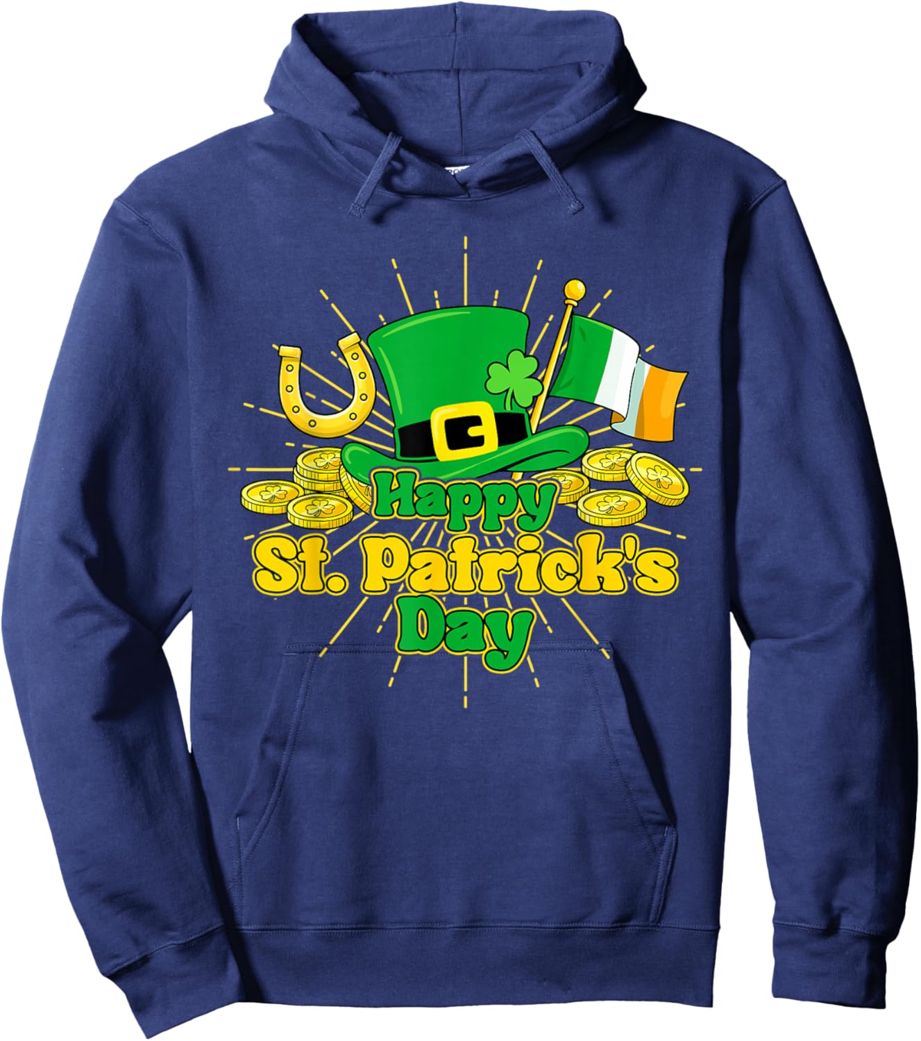 Happy St Patricks Day Green Irish Shamrock Men Women Kids Hoodie - Hoodie | Navy