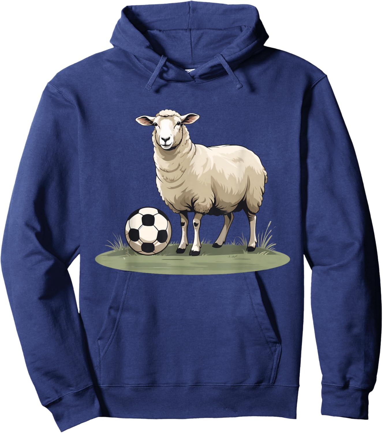 Sheep with Soccer Ball Animal Illustration Hoodie - Hoodie | Navy