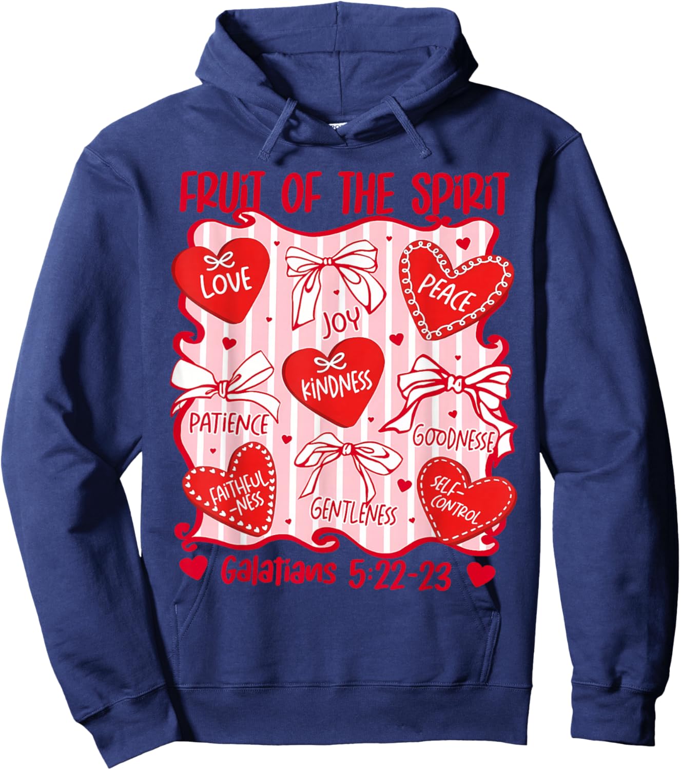 Fruit of The Spirit Christian Hearts Galatians 5:22-23 Hoodie - Hoodie | Navy