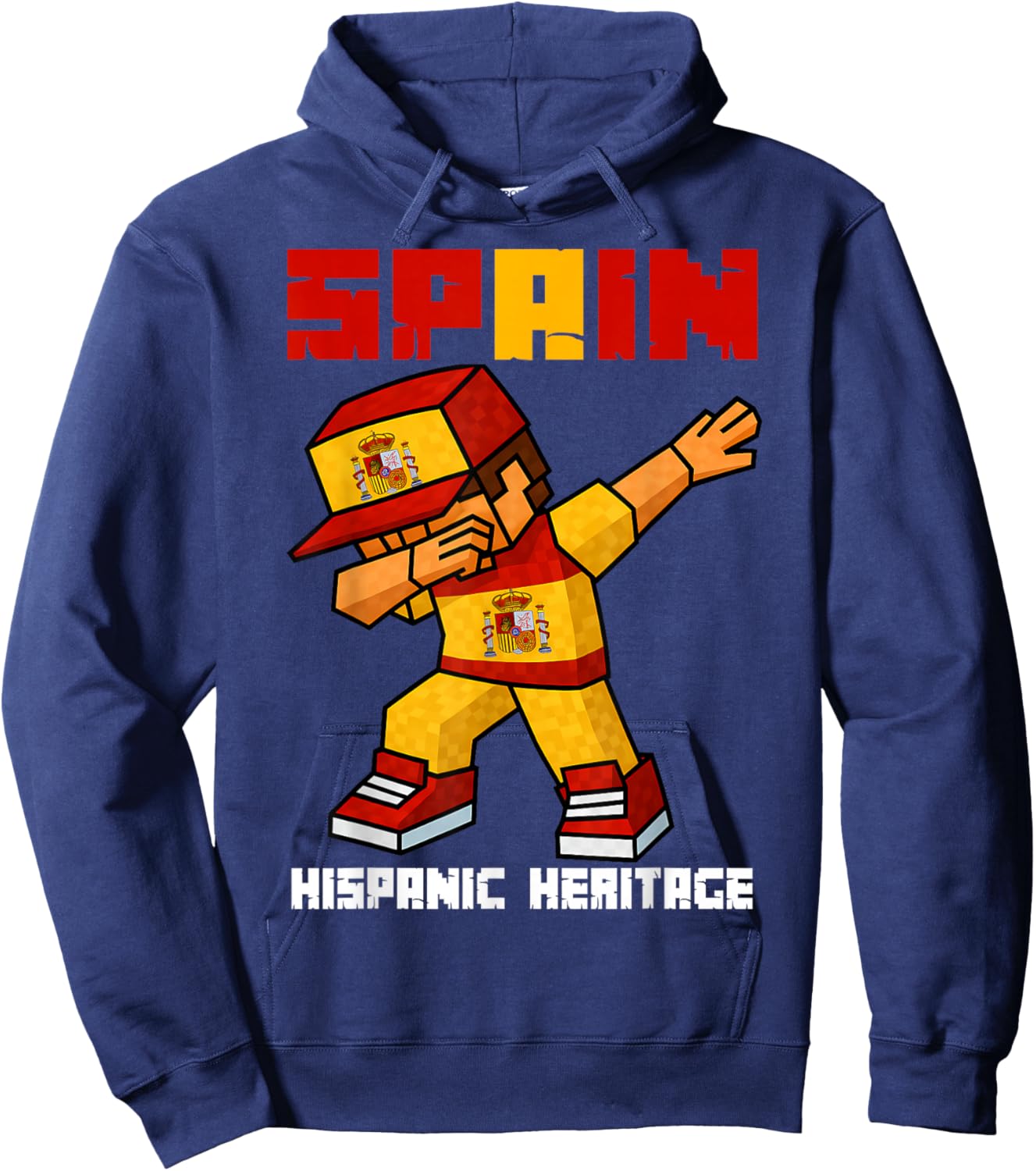 Spain Root Dab Boy Game Pixel Hispanic Heritage Spaniard Kid Hoodie - Hoodie | Navy
