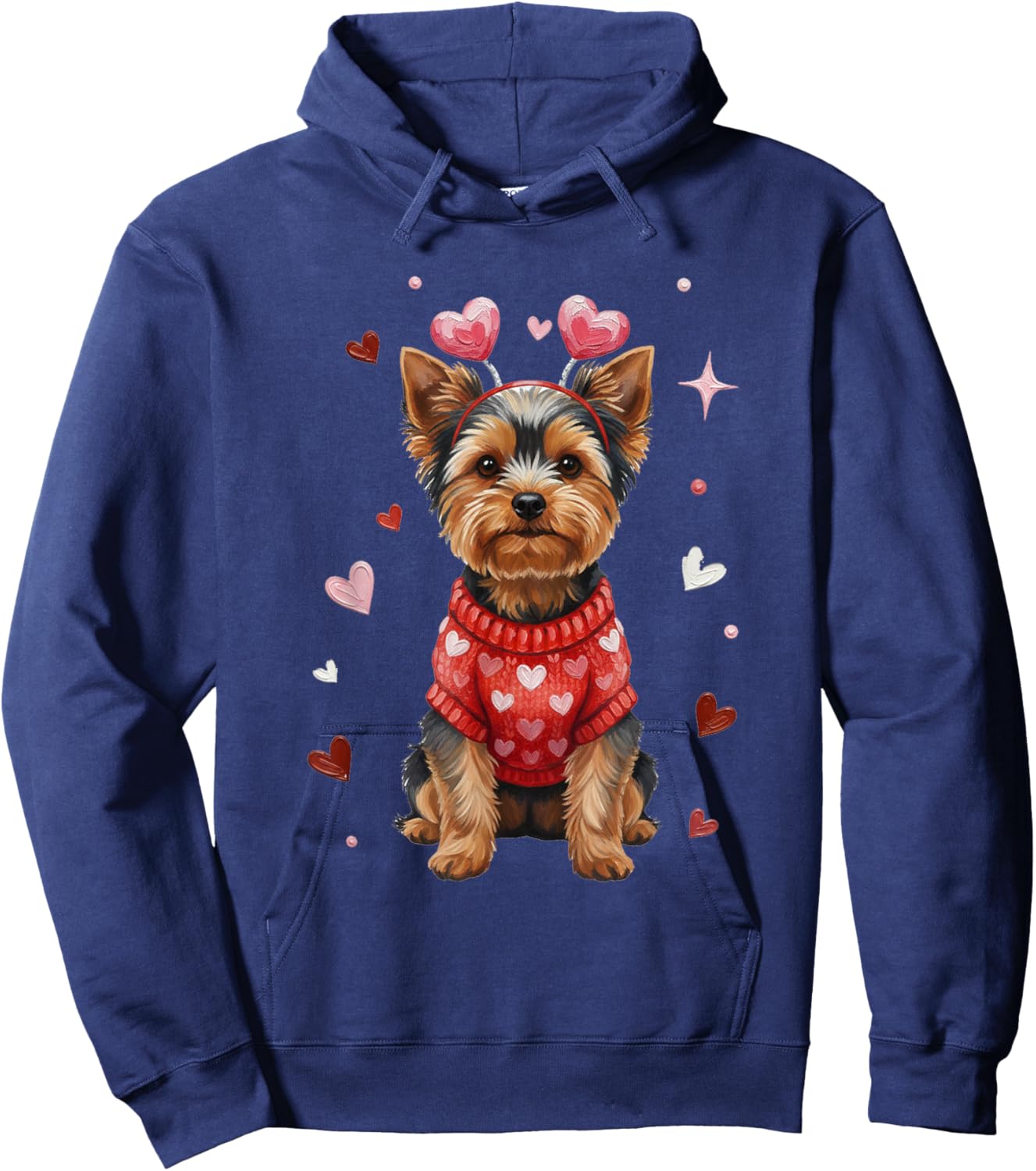 Cute Yorkshire Terrier Valentine Heart Valentines Day Hoodie - Hoodie | Navy