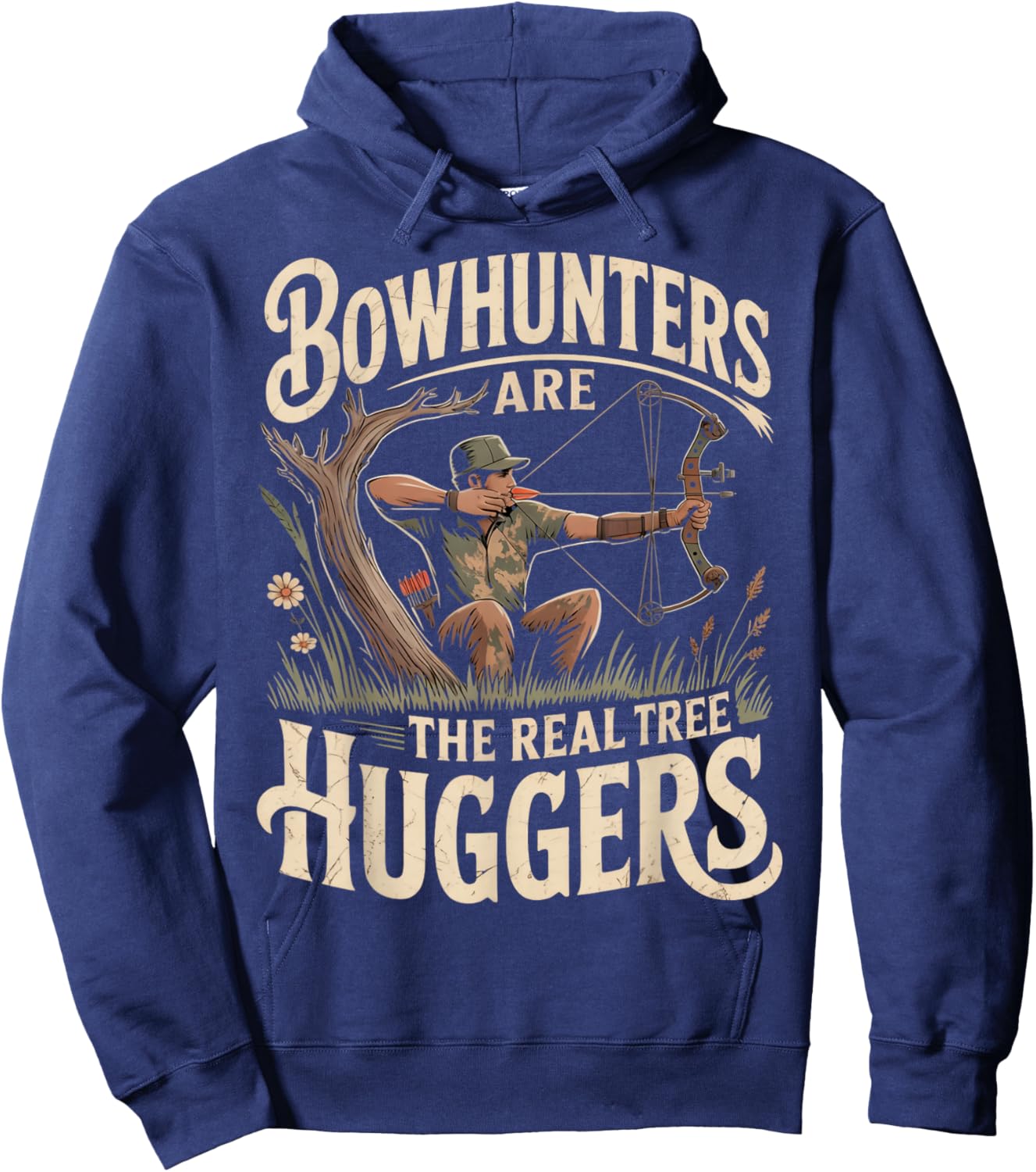 Real Tree Huggers Compound Bowhunter Bow Hunting Archery Hoodie - Hoodie | Navy