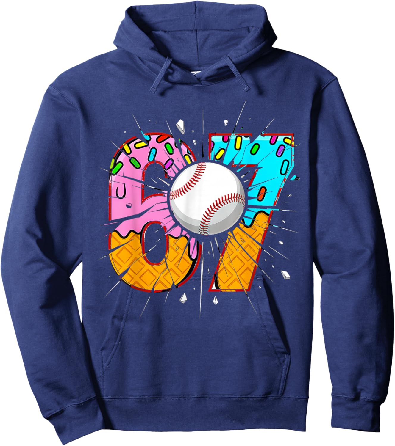 Funny 67 Six Seven 6 7 Boys 67 Baseball Ice Cream Drip 6 7 Hoodie - Hoodie | Navy