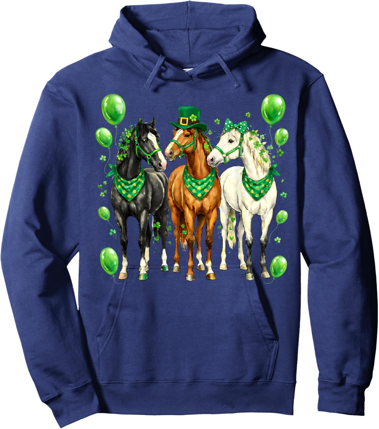 St Patricks Day Horses Lover Shamrock Irish Men Women Kid Hoodie - Hoodie | Navy