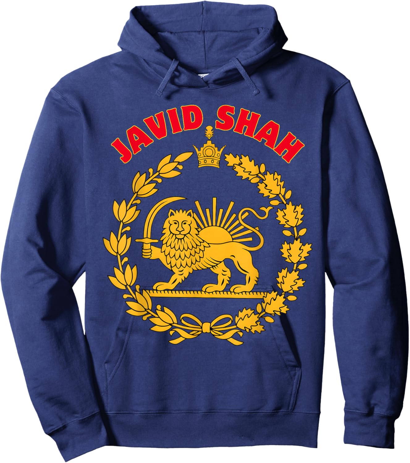 Retro Javid Shah Lion and Sun Iran Persian Flag Hoodie - Hoodie | Navy