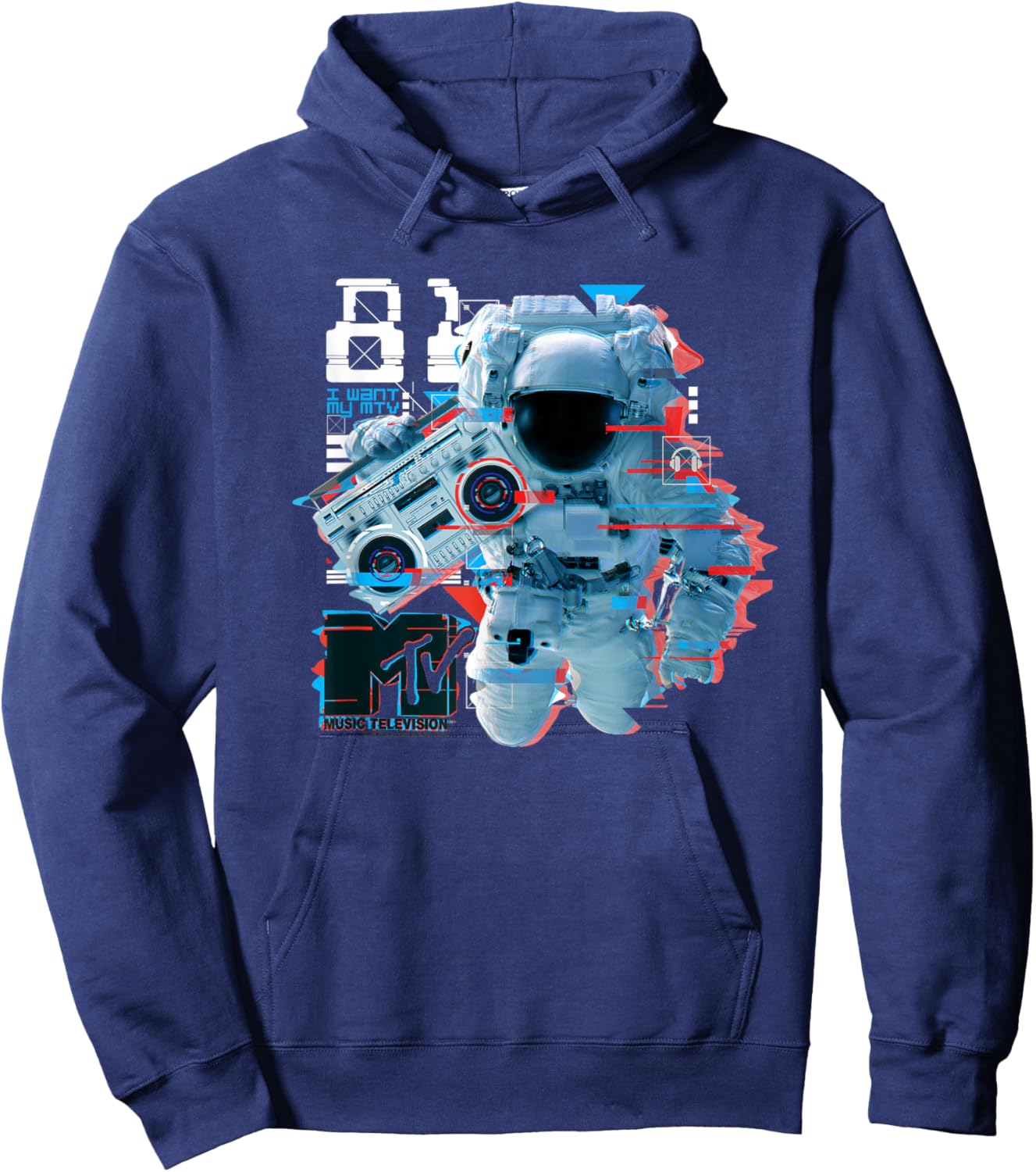 I Want My MTV Space Astronaut Ghetto Blaster Hoodie - Hoodie | Navy