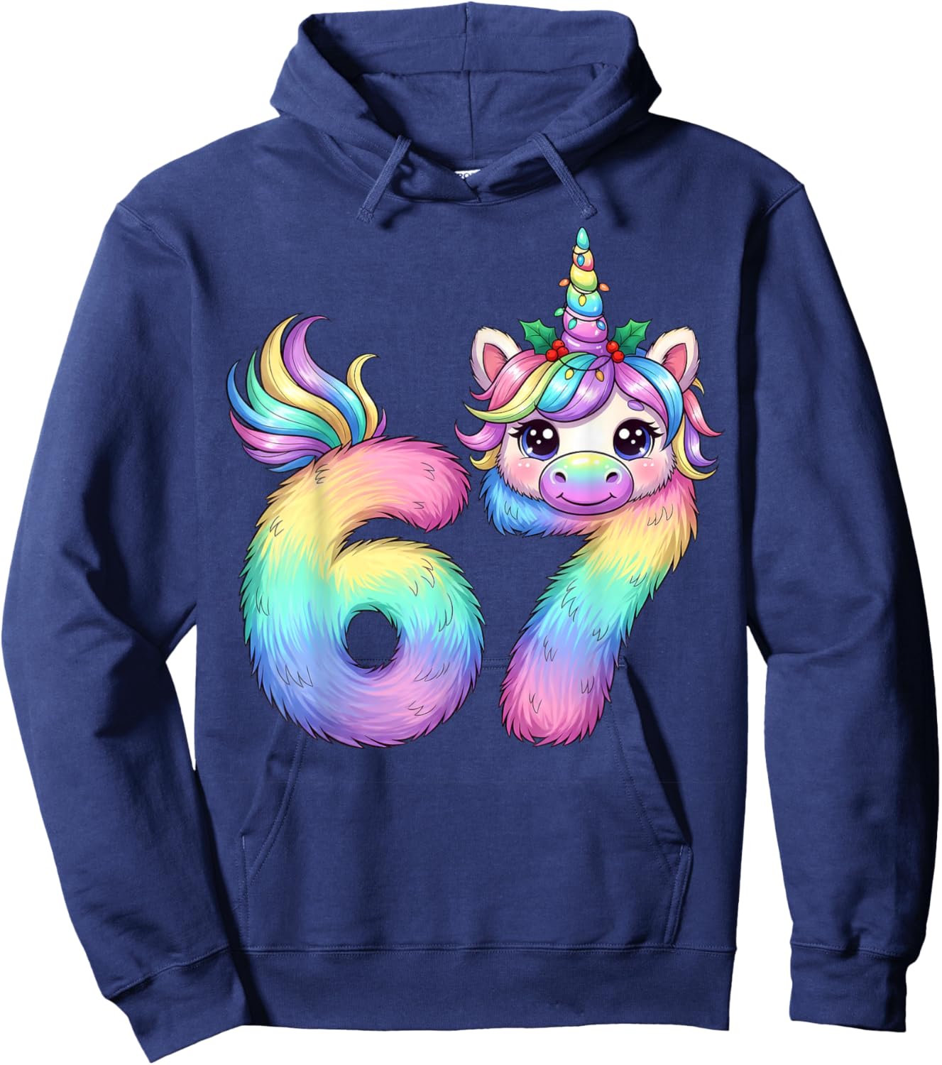 67 Unicorn Meme Girls Pajamas Funny Christmas Women Boy Girl Hoodie - Hoodie | Navy