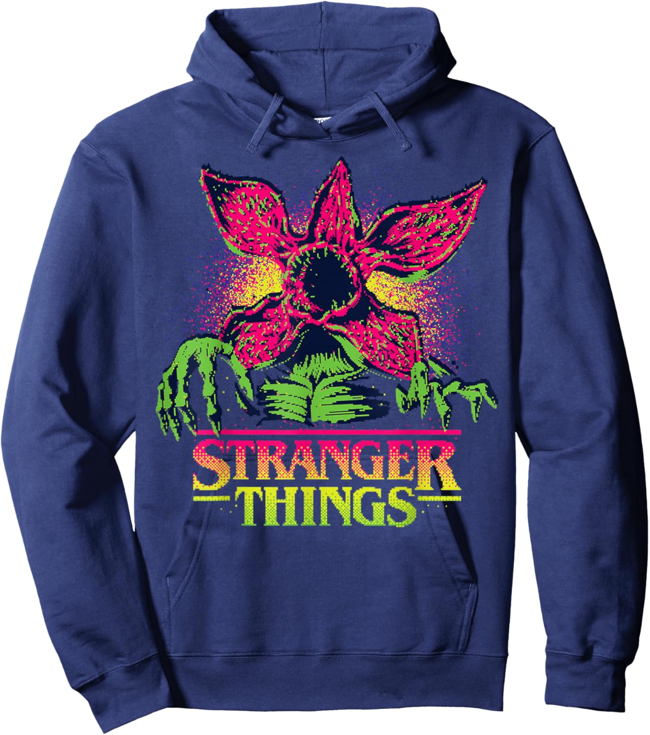 Stranger Things Season 5 Retro Video Game Demogorgon Hoodie - Hoodie | Navy