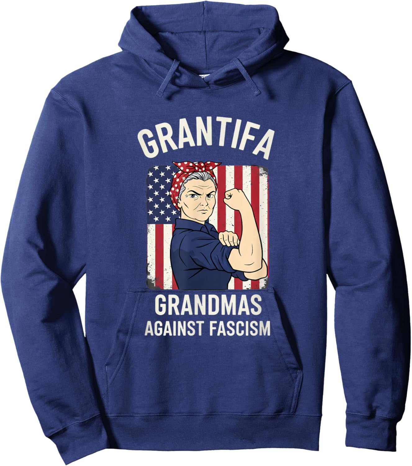 GRANTIFA Grandmas Against Fascism USA Flag Strong Woman Hoodie - Hoodie | Navy