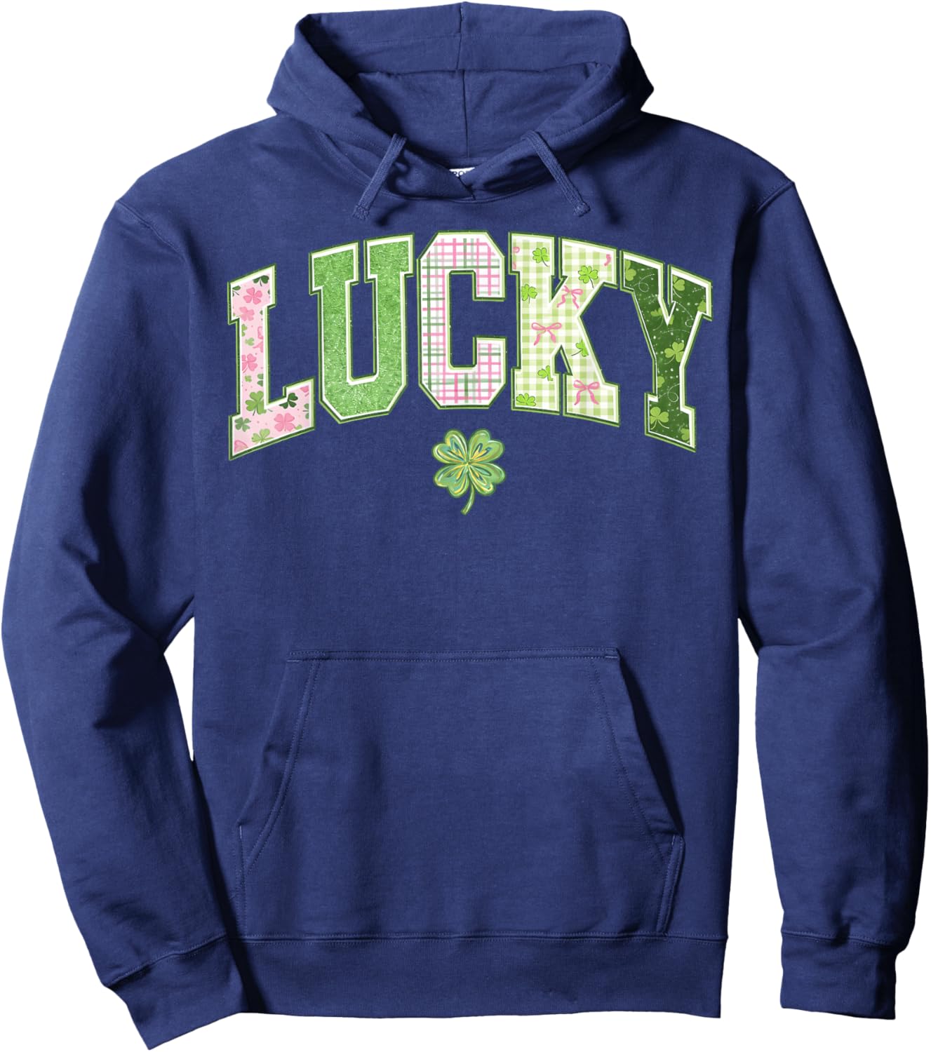 Lucky Shamrock Coquette Bow St Patrick's Day Girl Women Hoodie - Hoodie | Navy