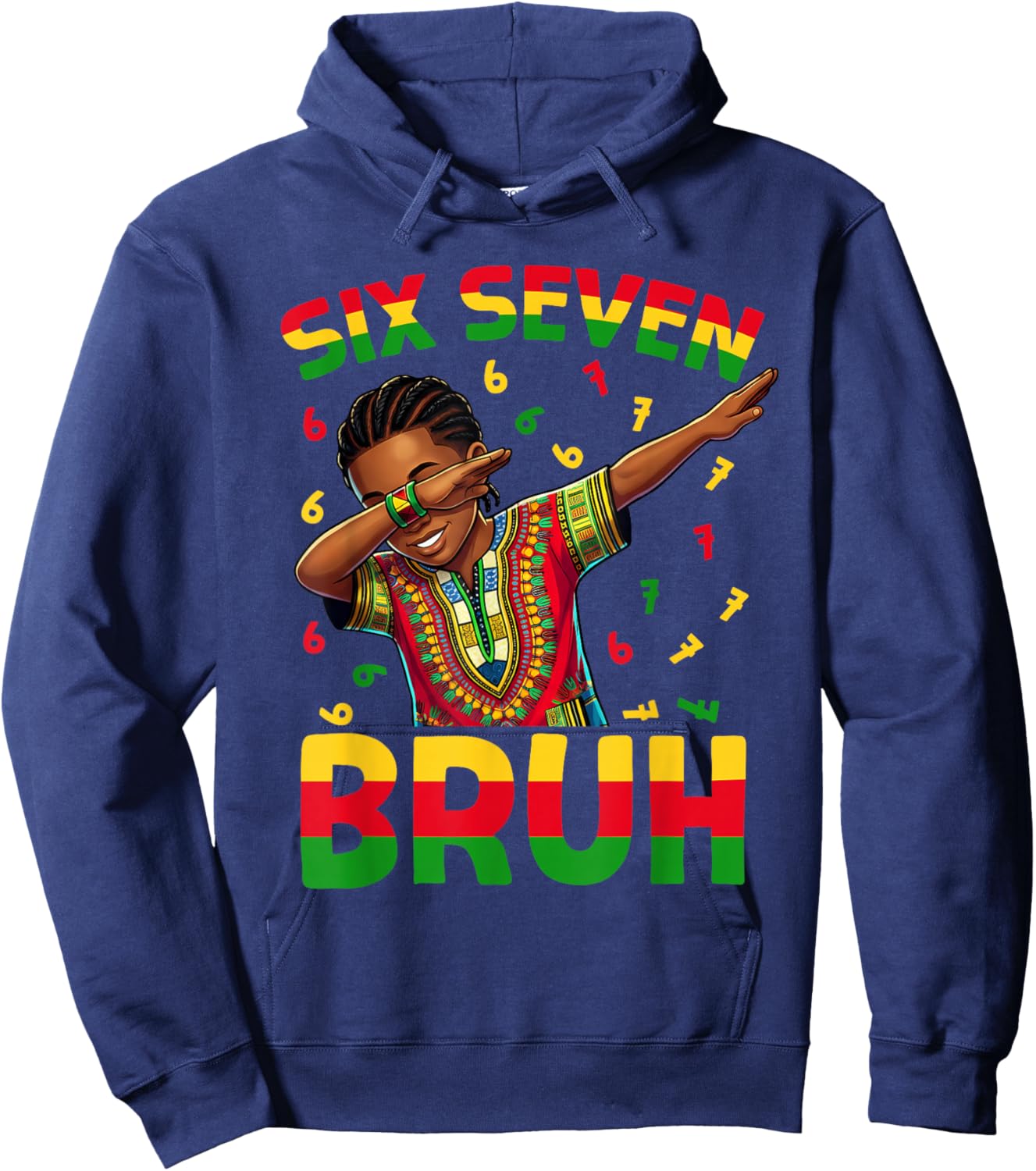 Black History Six Seven Bruh 6 7 Meme Dab Boys Teen Kids Hoodie - Hoodie | Navy