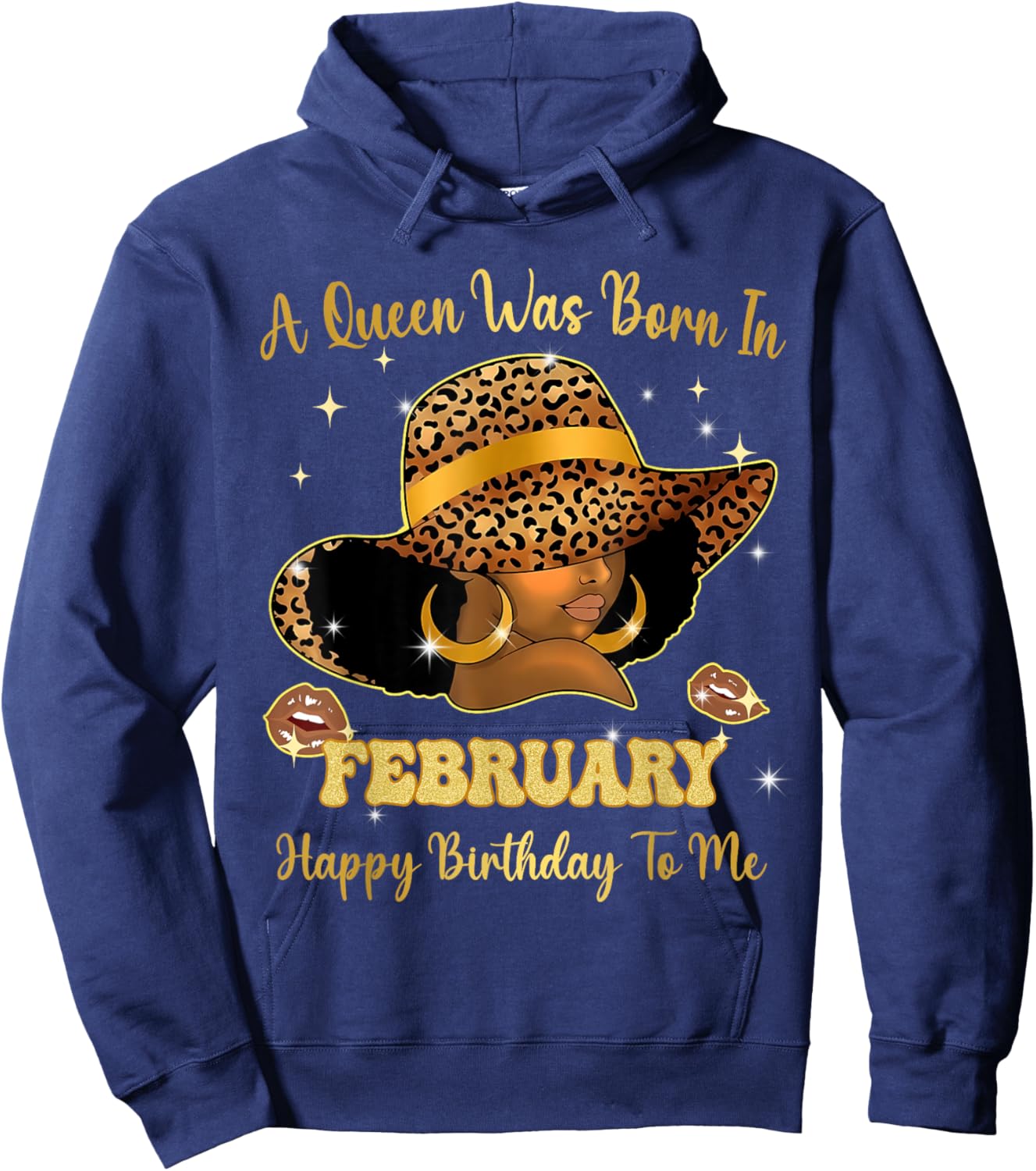 A Queen was Born in February Happy Birthday to Me Hoodie - Hoodie | Navy