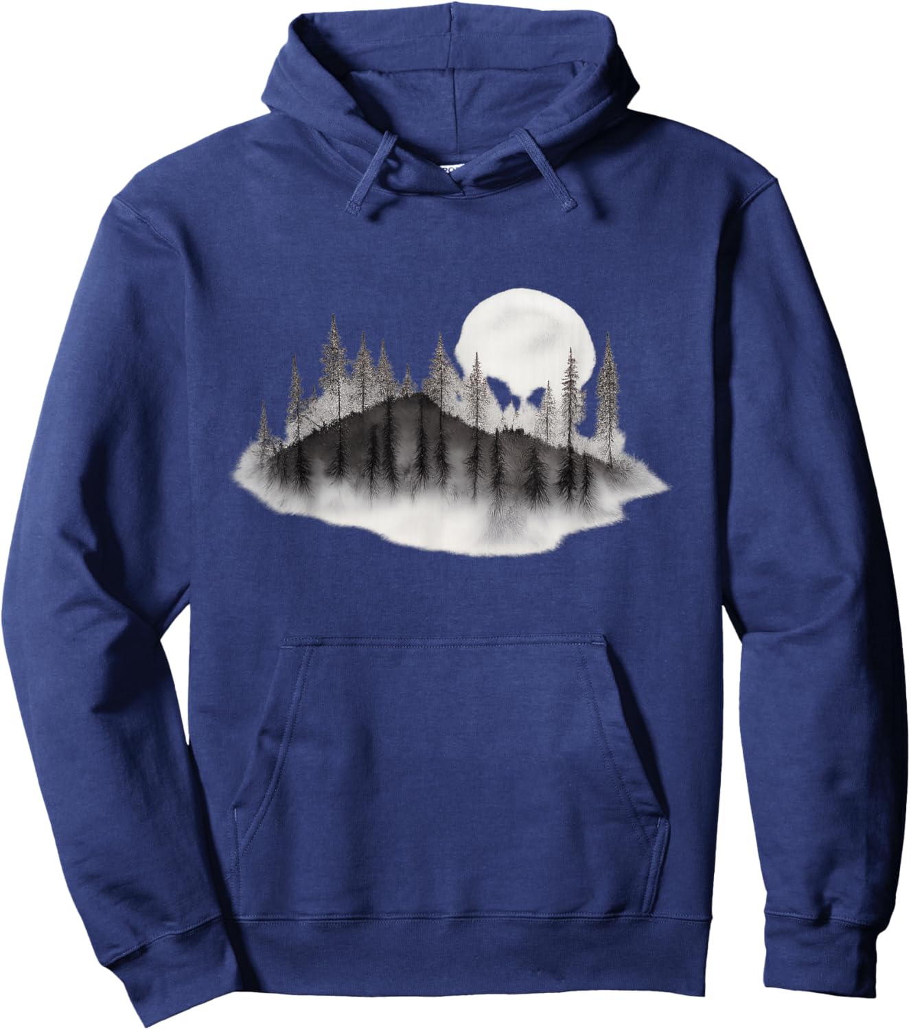 Vintage Mountain Forest, Mountain Moon Night Skies Campers Hoodie - Hoodie | Navy