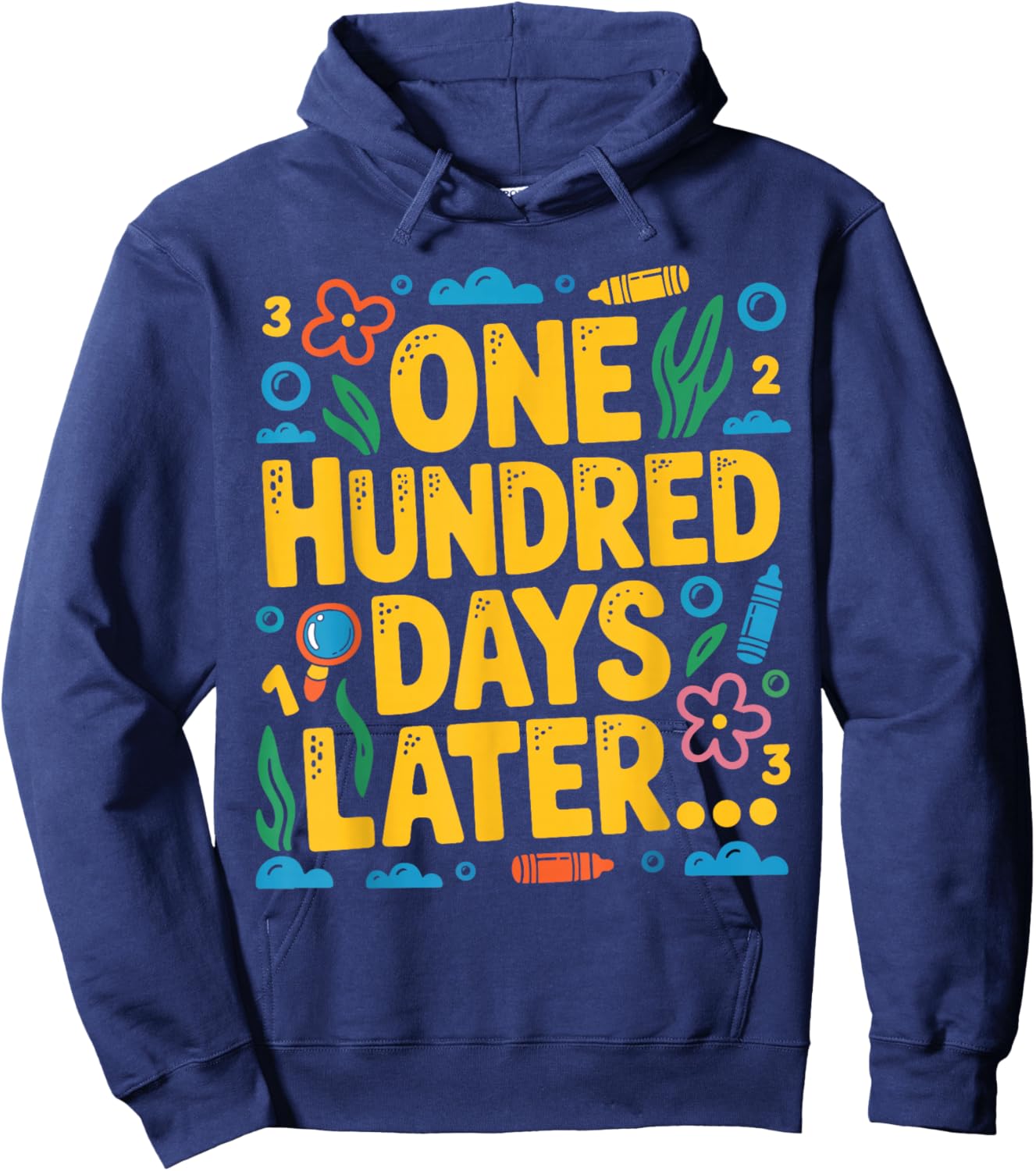 100 Days of School Kids Boys Girls One Hundred Days Later Hoodie - Hoodie | Navy