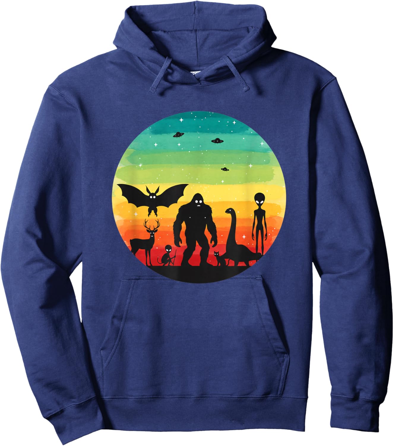 Cryptid Squad Bat Alien Nessie Birthday Kids Hoodie - Hoodie | Navy
