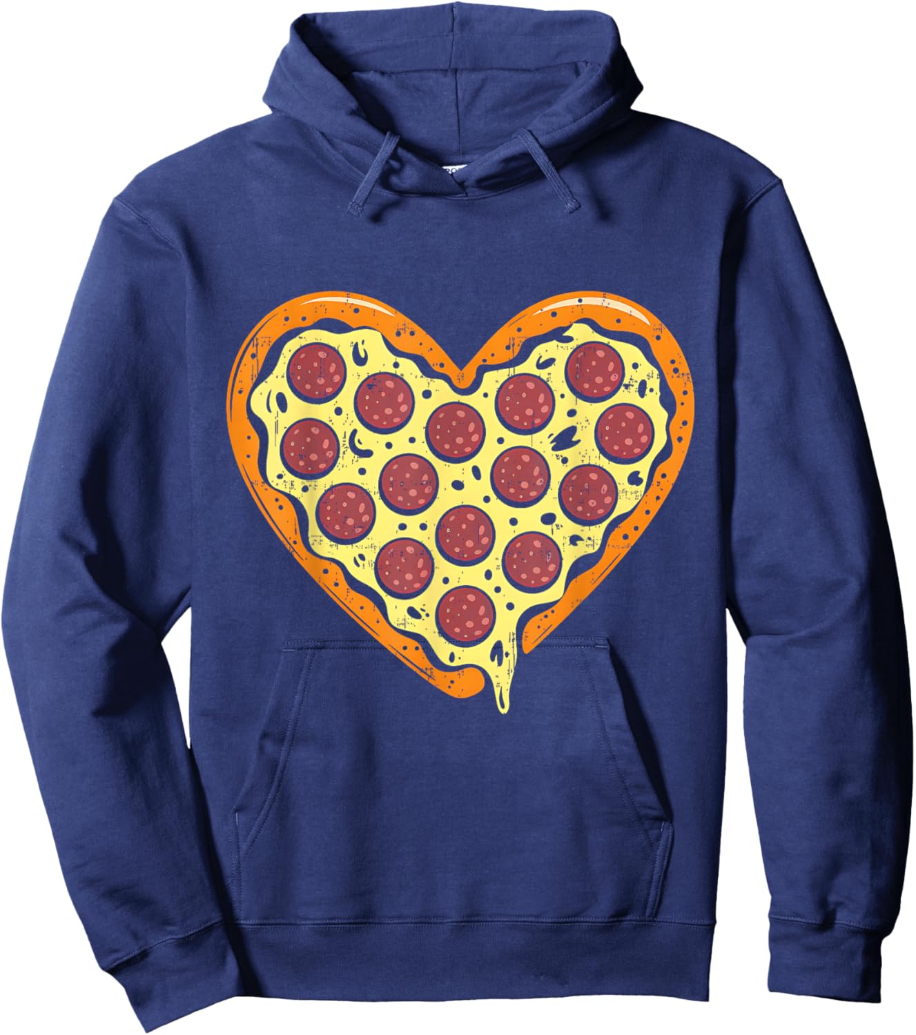 Pizza Heart Cute Valentine Funny Heart Shaped Pizza Lover Hoodie - Hoodie | Navy