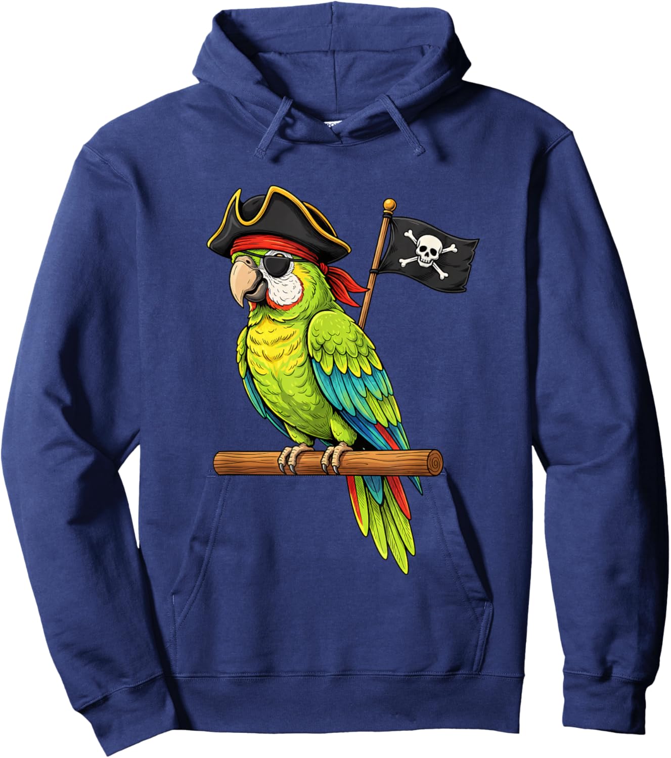 Bird Pirate Parrot Cartoon Swashbuckling Parrot Hoodie - Hoodie | Navy