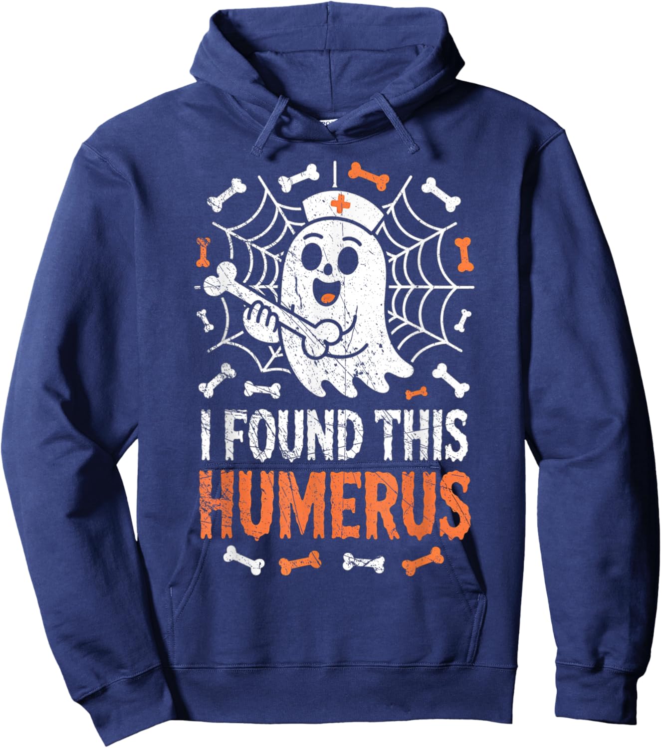 Nurses I Found This Humerus Funny Ghost Nurse Halloween Hoodie - Hoodie | Navy