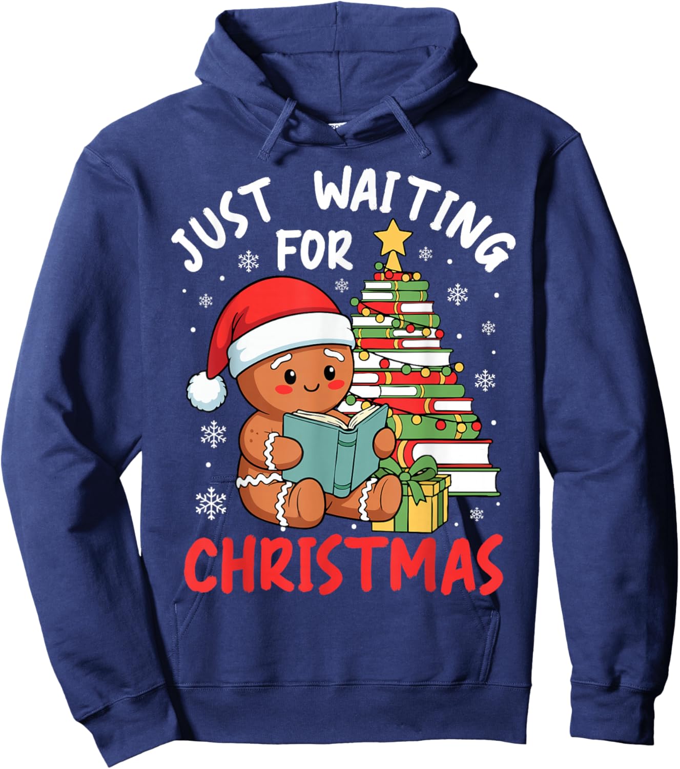 Just Waiting for Christmas Gingerbread Book Reading Hoodie - Hoodie | Navy