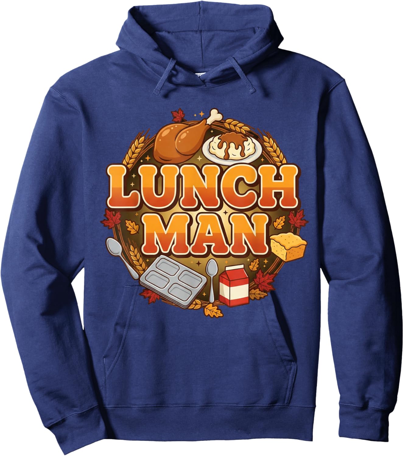 Lunch Man Funny Food Dude Cafeteria Squad Worker School Art Hoodie - Hoodie | Navy