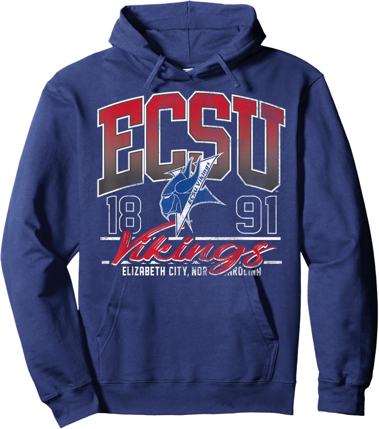 Elizabeth City State Vikings Vintage Kicking It Dark Heather Hoodie - Hoodie | Navy