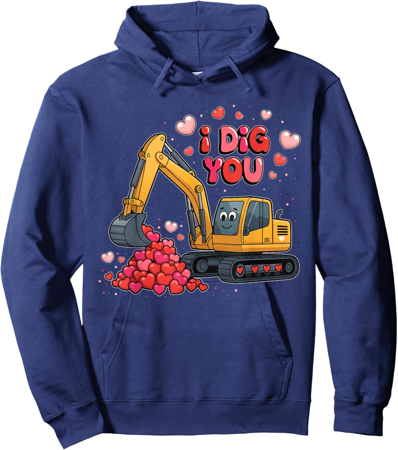 Valentine I Dig You Excavator Love Boy Men Kids Toddler Hoodie - Hoodie | Navy