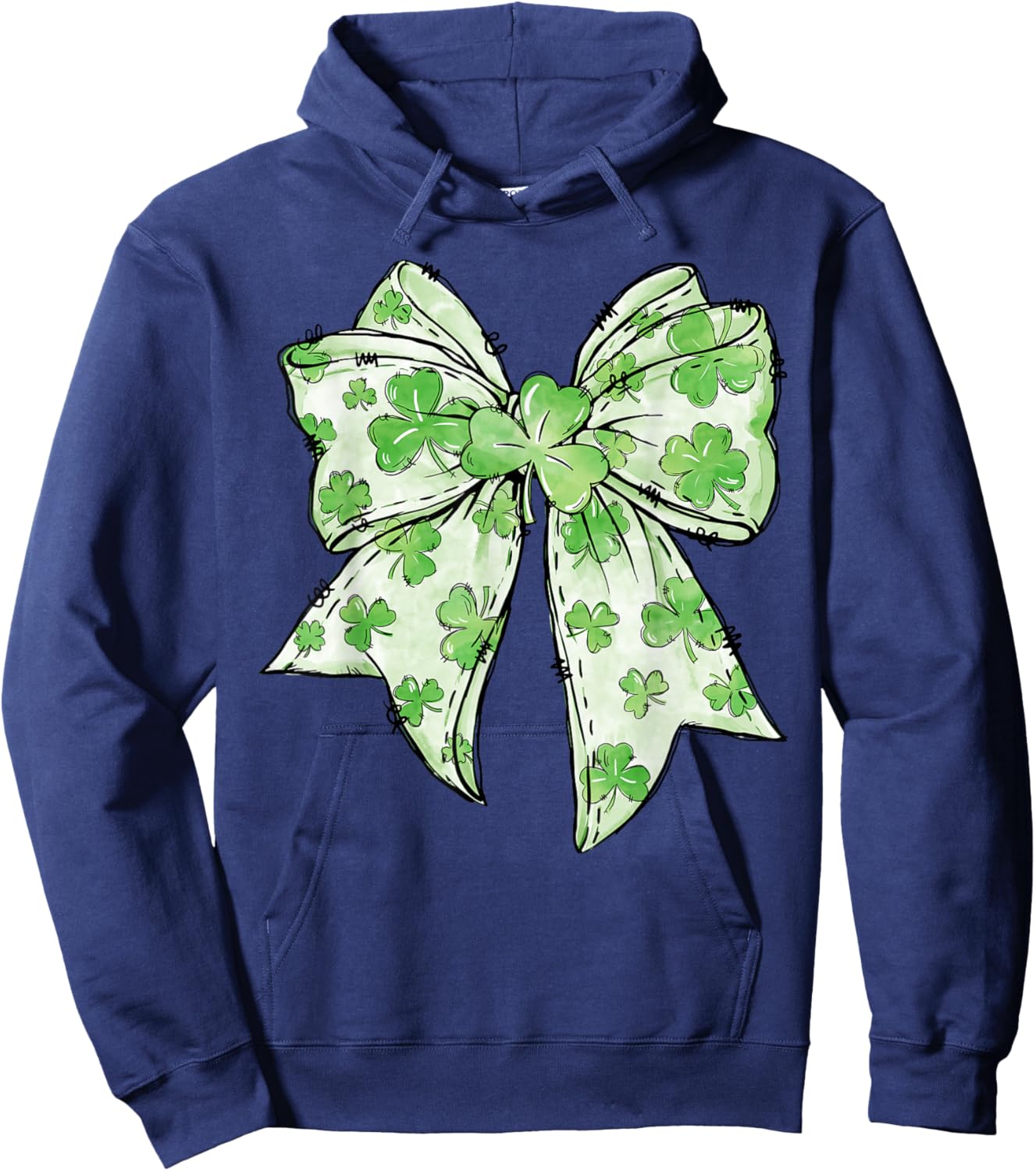 Coquette Bow St.Patrick's Day Lucky Shamrock Ireland Irish Hoodie - Hoodie | Navy