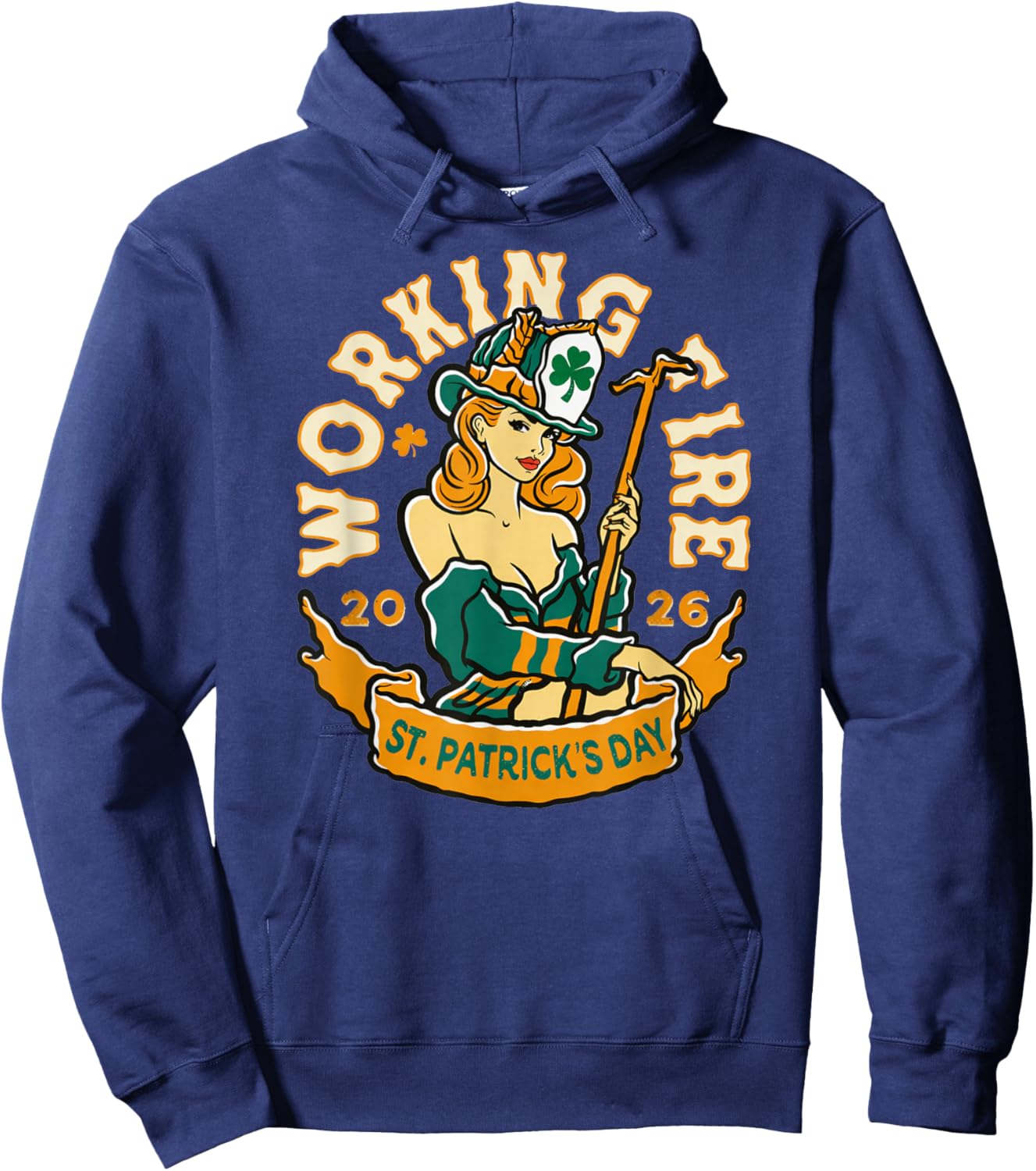 Working Fire St Patricks Firefighter Clover Hook Luck Irish Hoodie - Hoodie | Navy