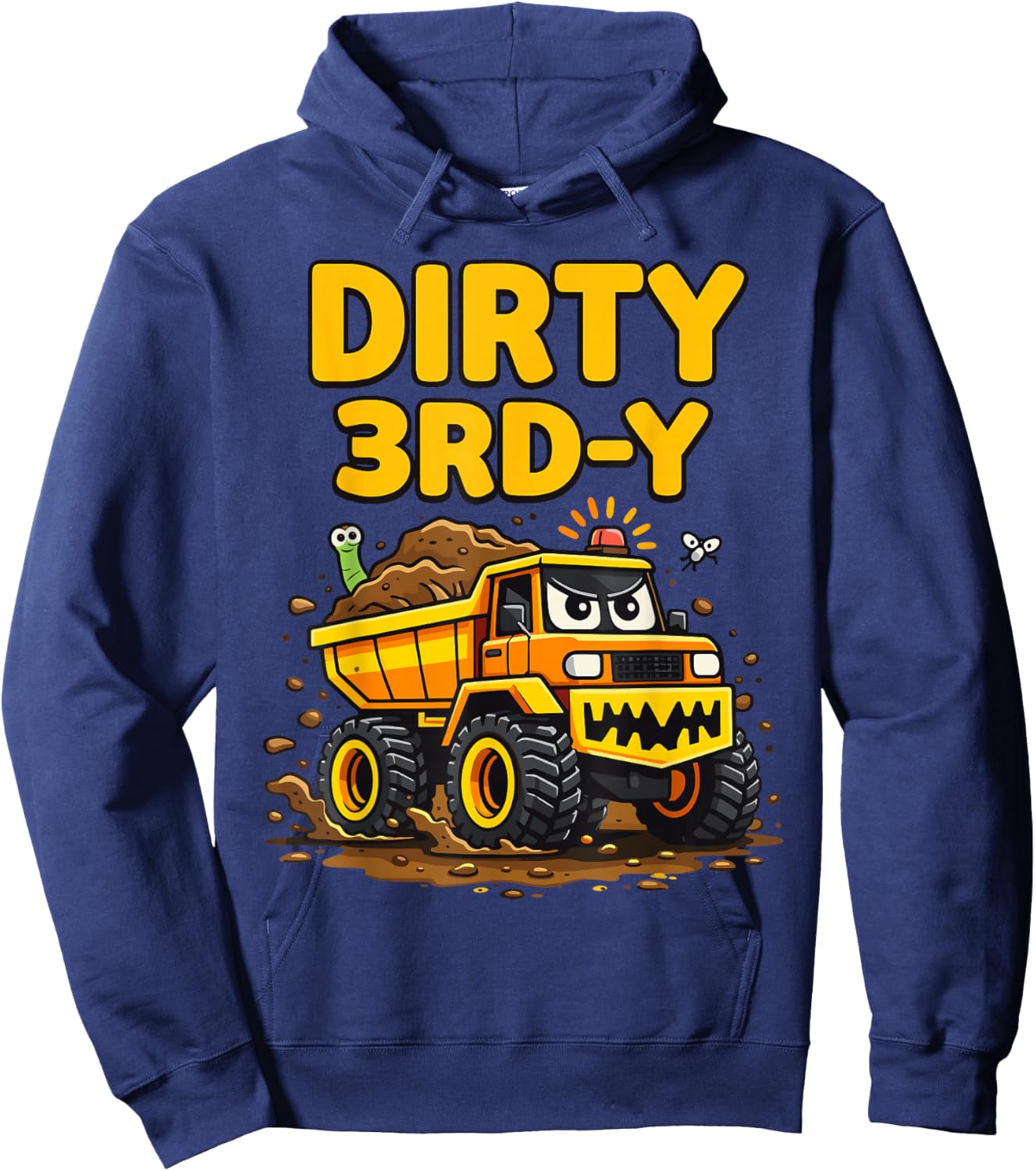 Dirty 3rd-Y Construction Monster Dump Truck 3rd Birthday Boy Hoodie - Hoodie | Navy